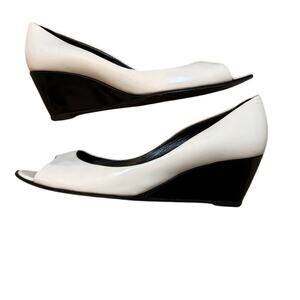Pierre Hardy Pantent Leather Peep Toe Wedge Shoes White Size 9.5